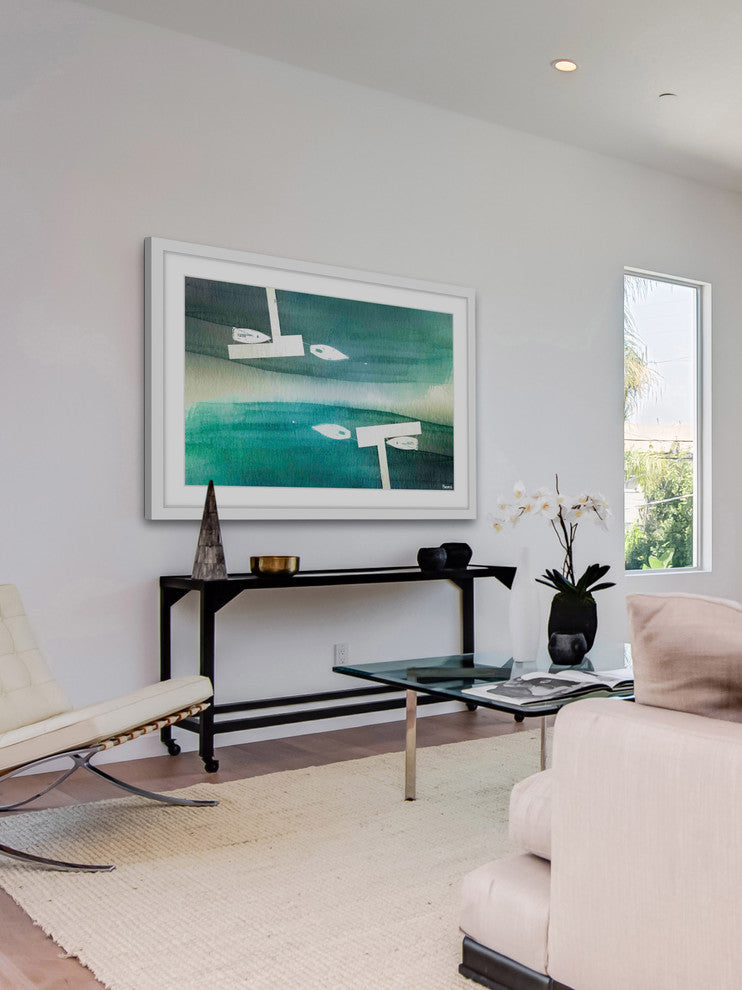 "Fishing Boats" Framed Painting Print , 24"x16"