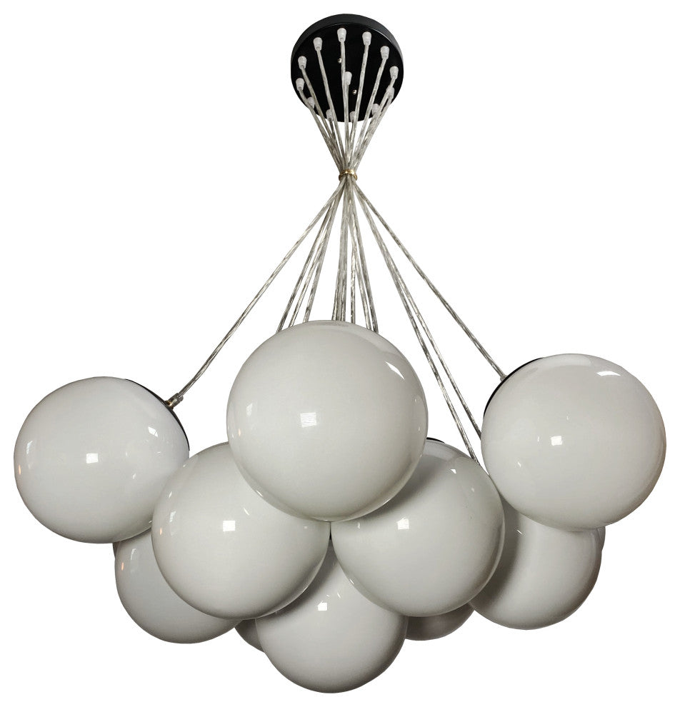 Multi Pendant 13-Light White Globe Cloud Chandelier