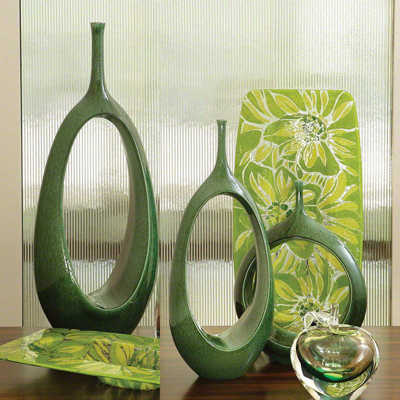 Open Oval Ring Vase, Emerald, Medium, Medium