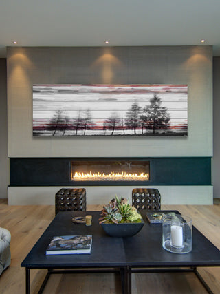 "Evergreens" Print on White Wood, 60"x20"