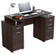 Modern Desk, Double Pedestal Design With Drawers & Floating Worktop, Chocolate