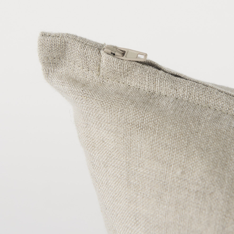 Canvas Beige and White Square Accent Pillow Cover