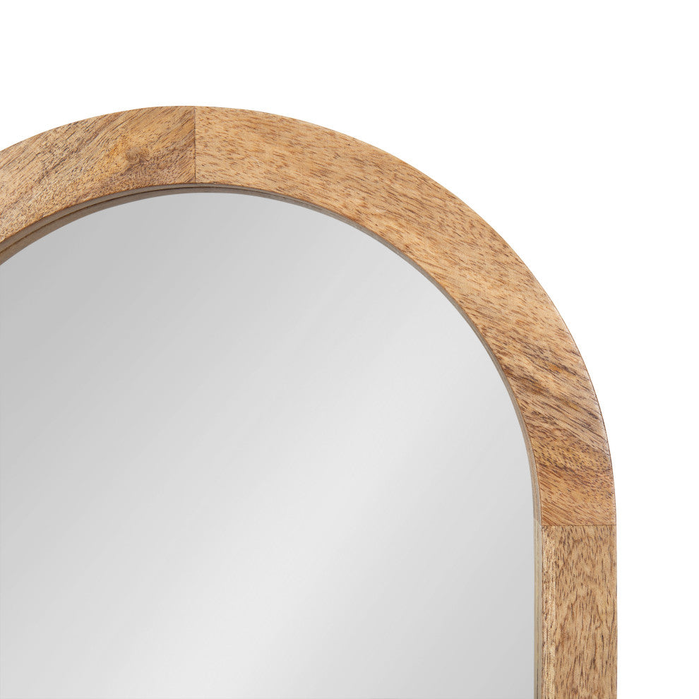 Hutton Wood Framed Capsule Mirror With Shelf, Natural, 12x24