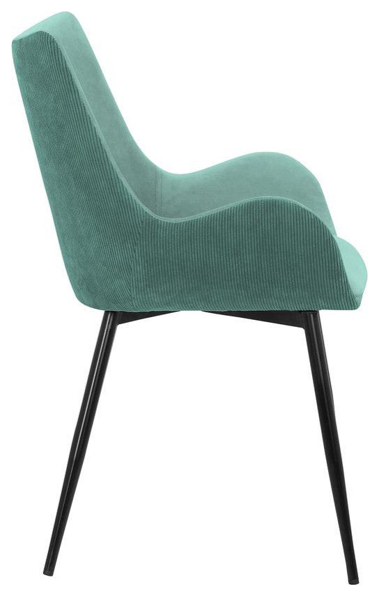 Avery Teal Fabric Dining Room Chair with Gold Legs