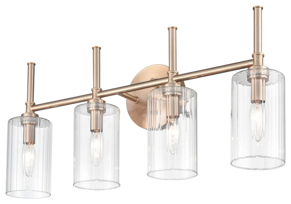 4 Light 25.5" Modern Gold Bathroom Vanity Light