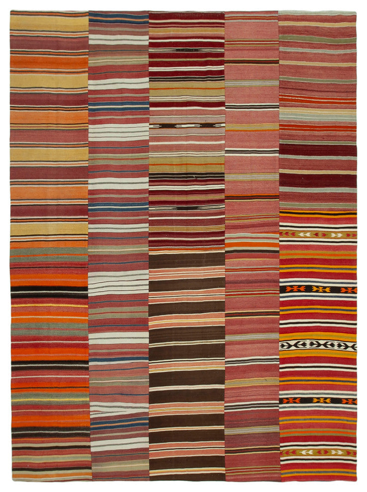 Rug N Carpet - Handmade Oriental 9' 5'' x 12' 10'' Tribal Patchwork Kilim Rug