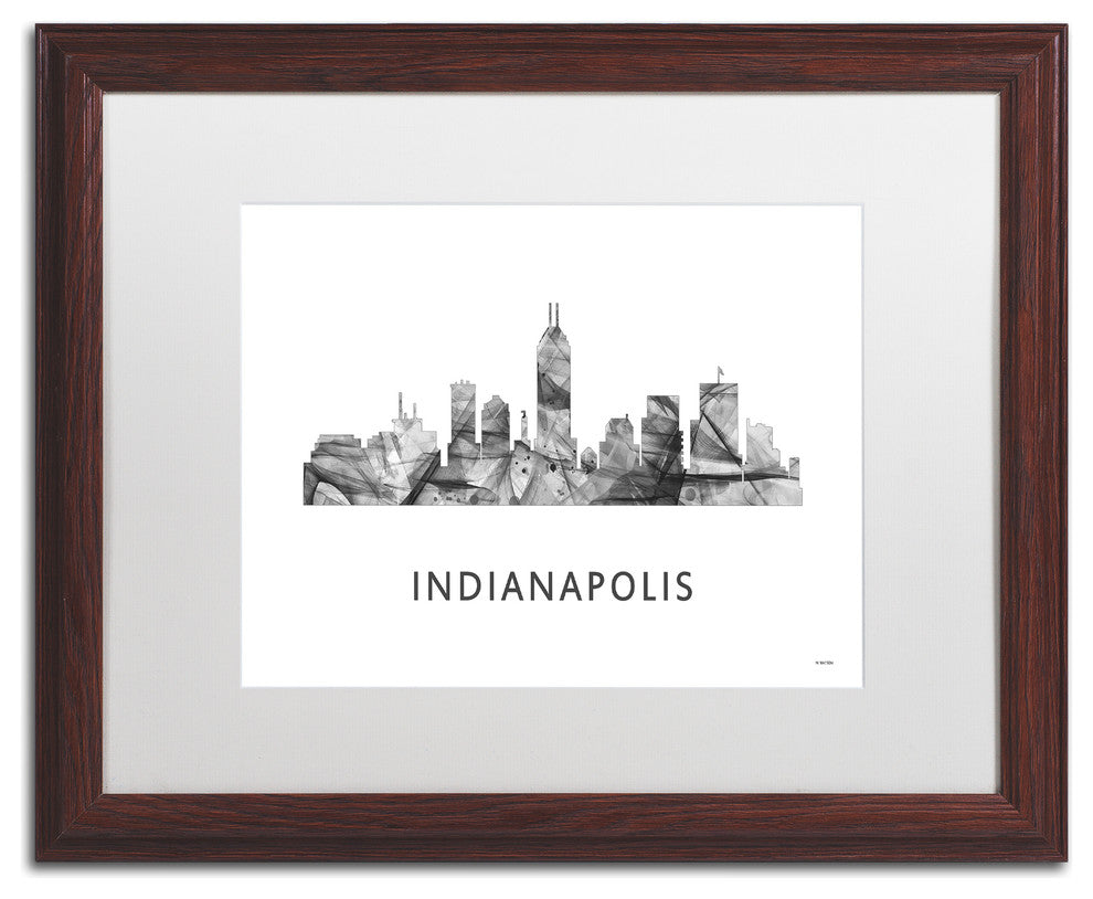 Marlene Watson 'Indianapolis Indiana Skyline' Matted Art, Wood Frame, 20x16