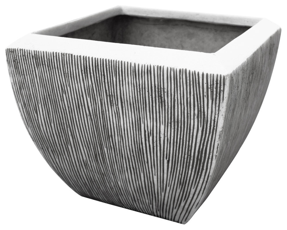 Square Flower Pot, Ribbed Finish, 3-Piece Set