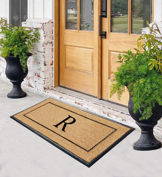 Natural Coir & Rubber Large Monogrammed Door Mat 30x60, R
