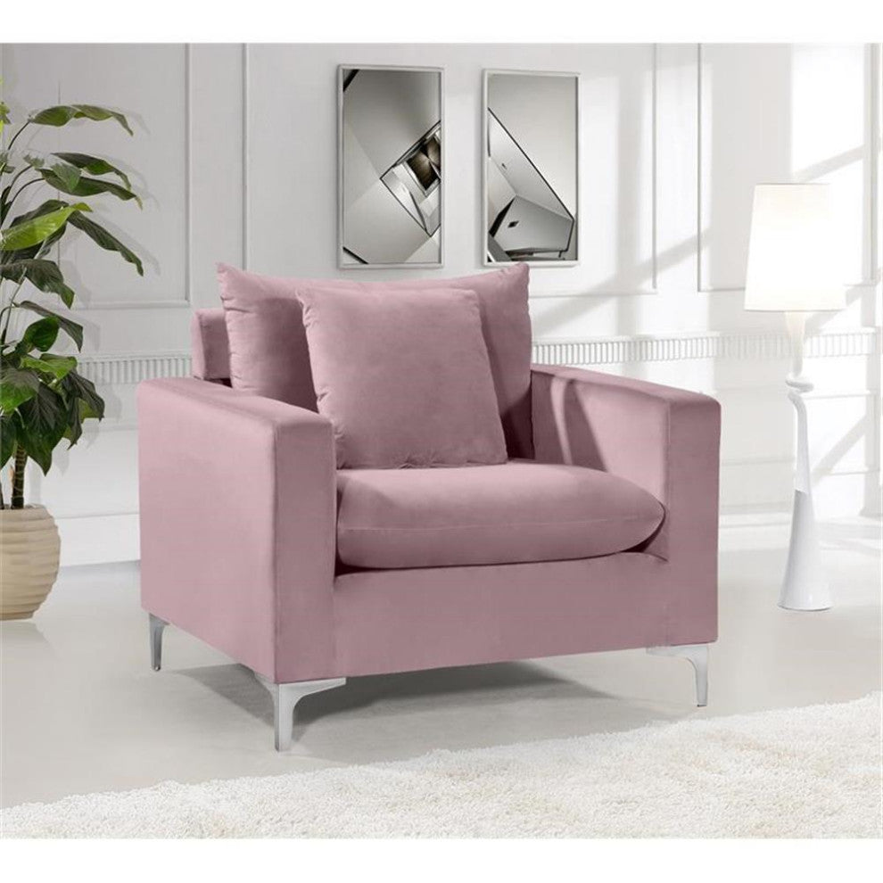 Home Square 2-Piece Furniture Set with Velvet Accent Chair and Sofa in Pink