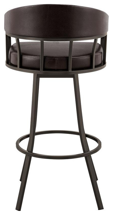 Palmdale 30 Swivel Brown Faux Leather and Java Brown Metal Bar Stool