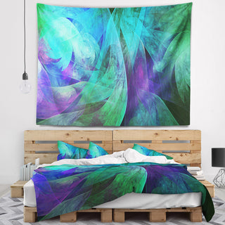 Green Fractal Abstract Pattern Abstract Wall Tapestry, 60"x50"
