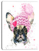 French Bulldog with Pink Hat, Contemporary Animal Art Canvas, 28"x60"