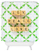 Deny Designs Happee Monkee Joy Peace Love Shower Curtain