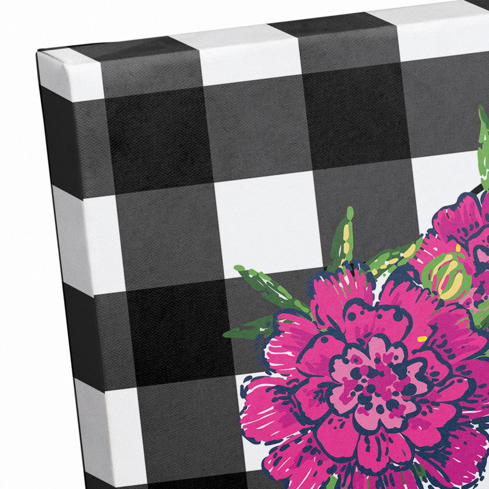 Sugar Skull Buffalo Check Print on Canvas