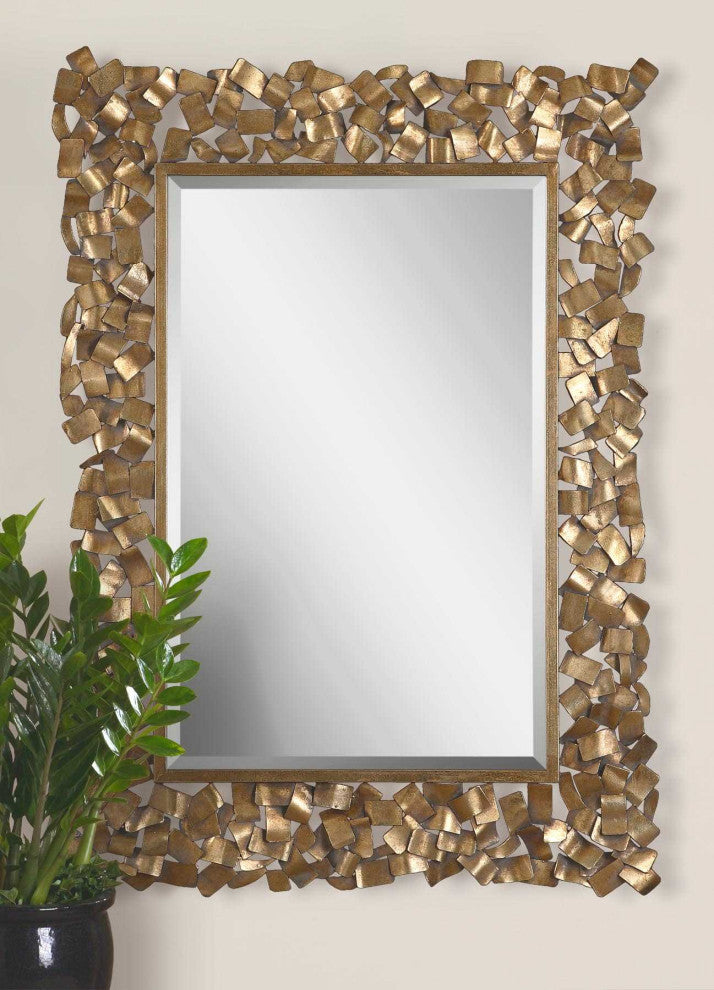 Uttermost 12816 38" W x 54" H Rectangular Framed Bathroom Mirror - Antique Gold