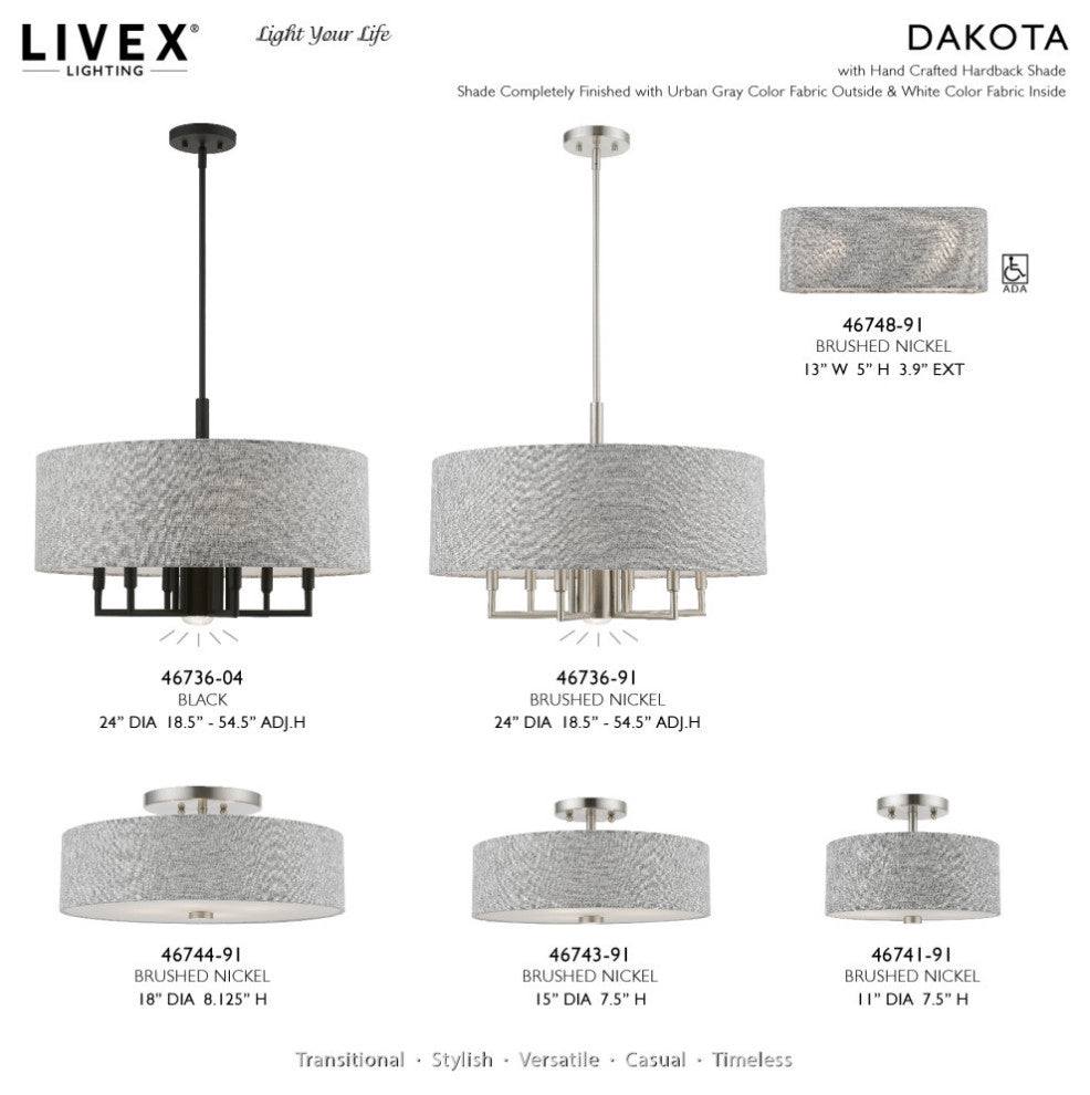 Dakota 7 Light Black Pendant Chandelier