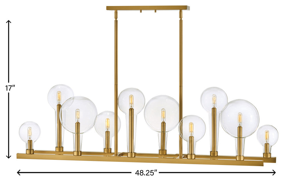 Hinkley Alchemy Chandelier, Lacquered Brass, 10 Light Linear