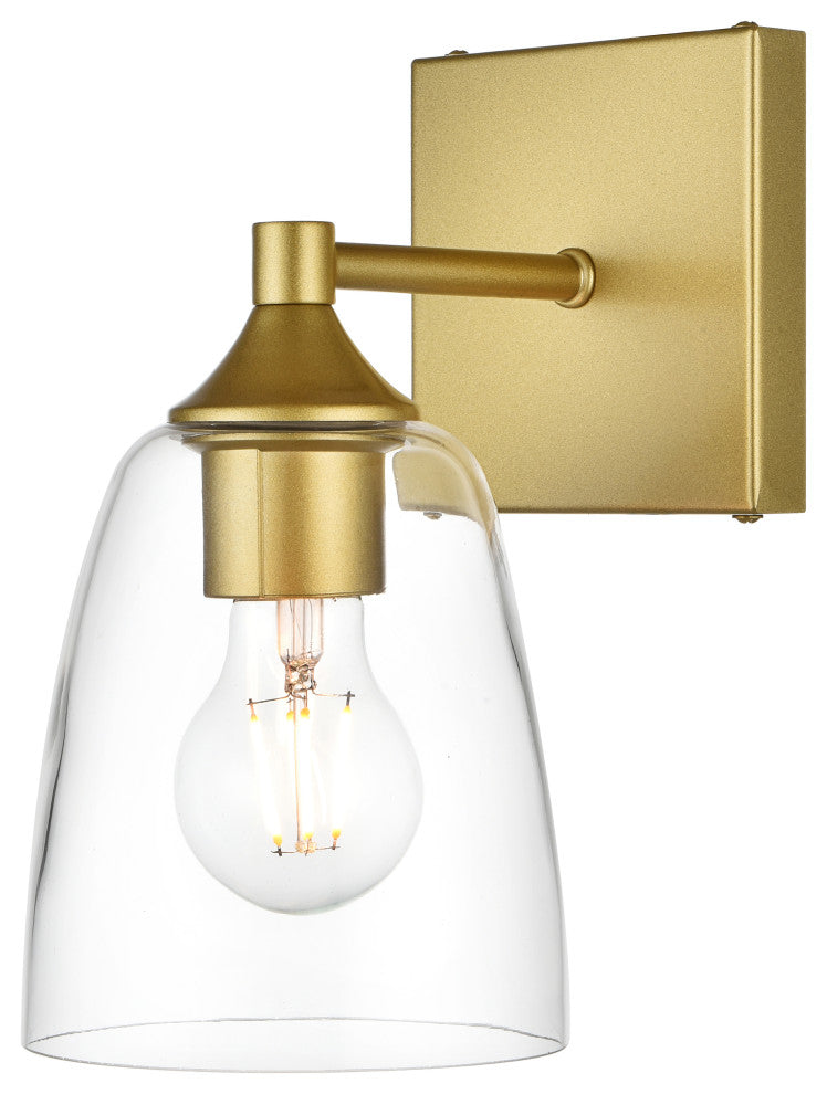 1 Light Brass And Clear Bath Sconce