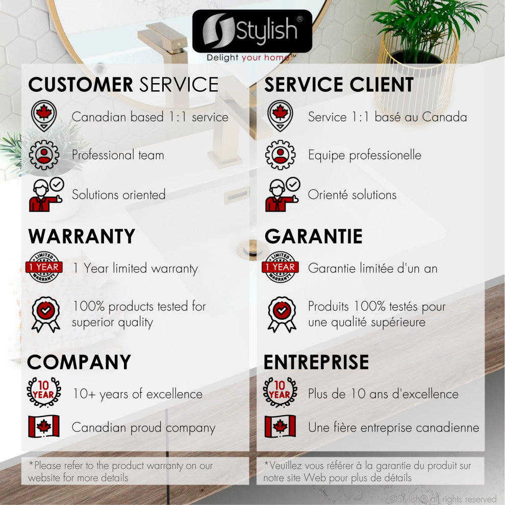 STYLISH Brushed Gold Pop-Up Bathroom Sink with Overflow