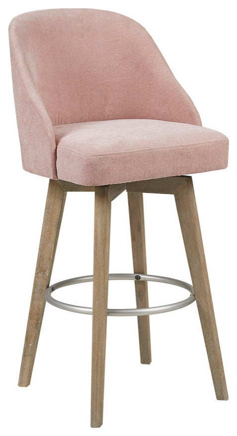 Madison Park Pearce Swivel Upholstered Counter Stool, Pink, 25.75" Counter Stool