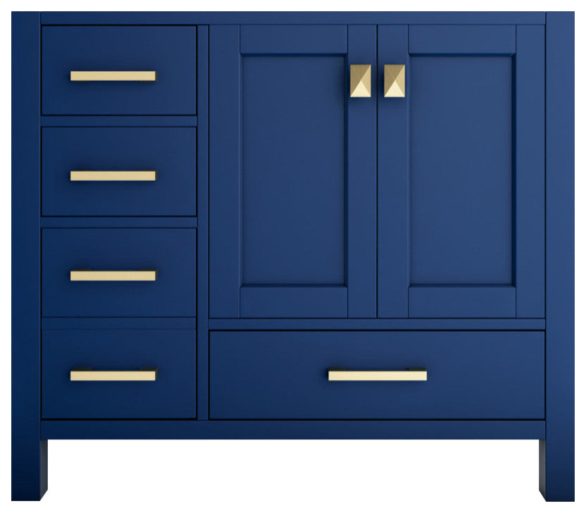 CastelloUSA Yamyam 35" Right Offset Single Vanity, Base Only, Blue, Gold Handles
