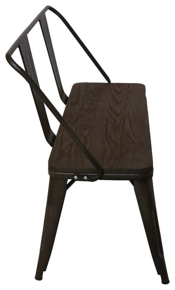 Rooney Antiqued Metal and Wood Dining Bench