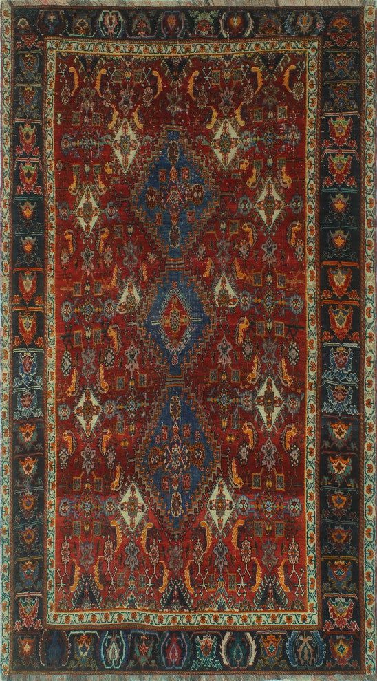 Vintage Distressed Fazal Red Rug