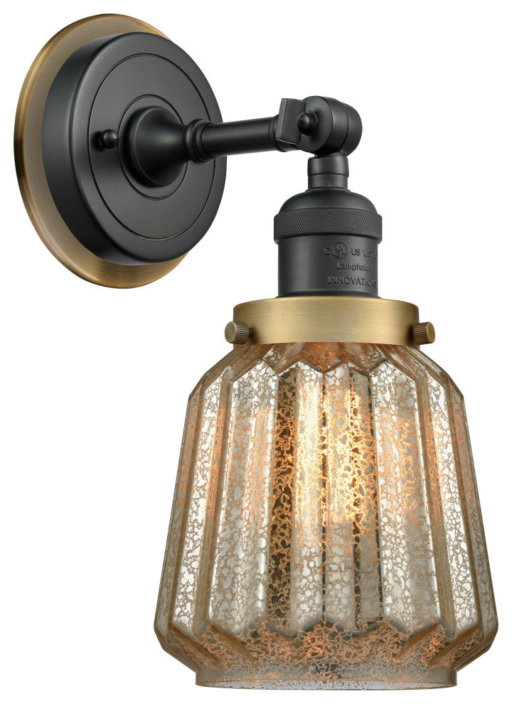 INNOVATIONS LIGHTING 203BK-BPBB-HRBB-G146 Chatham 1 Light Mixed Metals Sconce