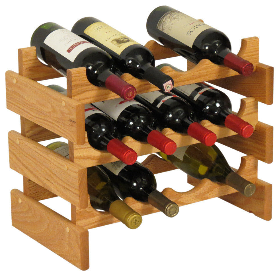 12 Bottle Dakota Wine Rack, Light Oak