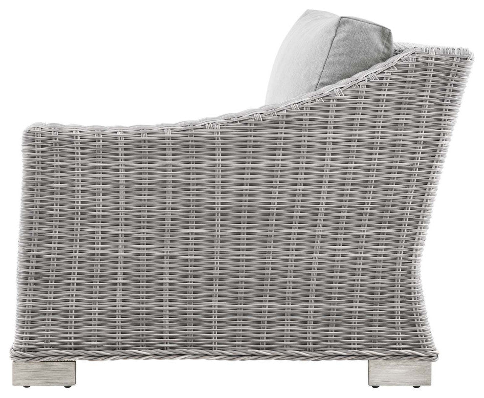 Lounge Sectional Sofa Chair Table Set, Rattan, Wicker, Gray, Outdoor