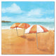 Striped Beach Umbrellas 16x16 Canvas Wall Art