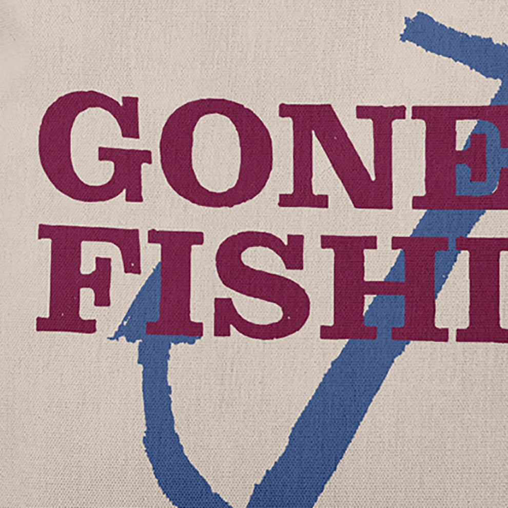 Gone Fishing Polyester Indoor Pillow, Maroon Red, 18"x18"