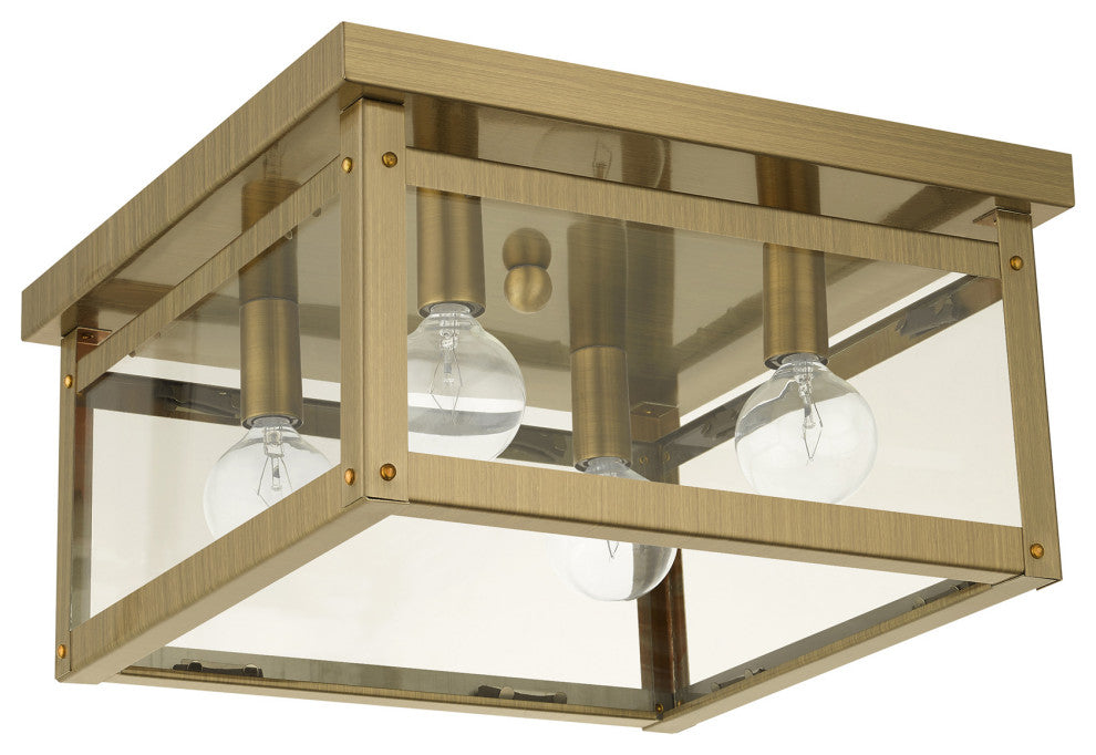 Antique Brass Rustic, Modern Farmhouse, Industrial, Nautical Flush Mount