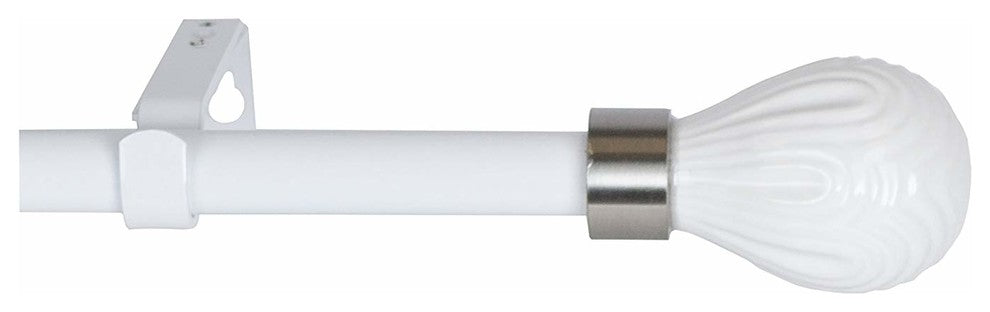 3/4" Odette Curtain Rod, 28"-48", White With White Rod