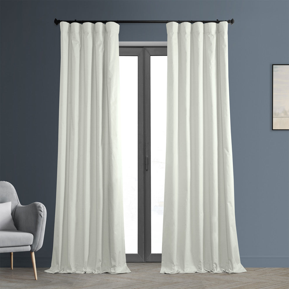 Solid Cotton Blackout Curtain Single Panel, Warm Off-White, 50"x120"