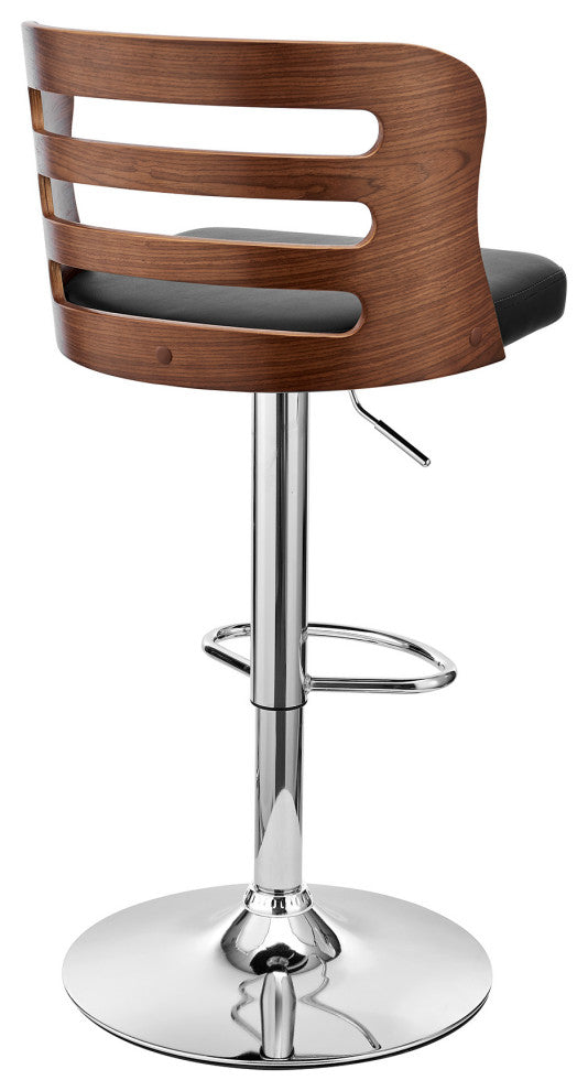 Black Upholstered Chrome Base Adjustable Swivel Bar Stool
