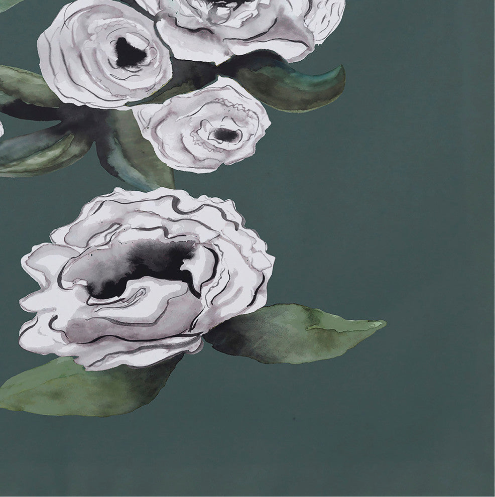 Radiant Rose 18"x14" Green Floral Print Placemat, Set of 4