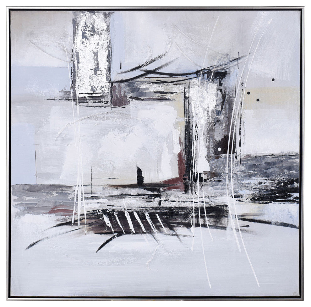 Voguish I Contemporary Hand Painted Textured Framed Canvas Multi-color