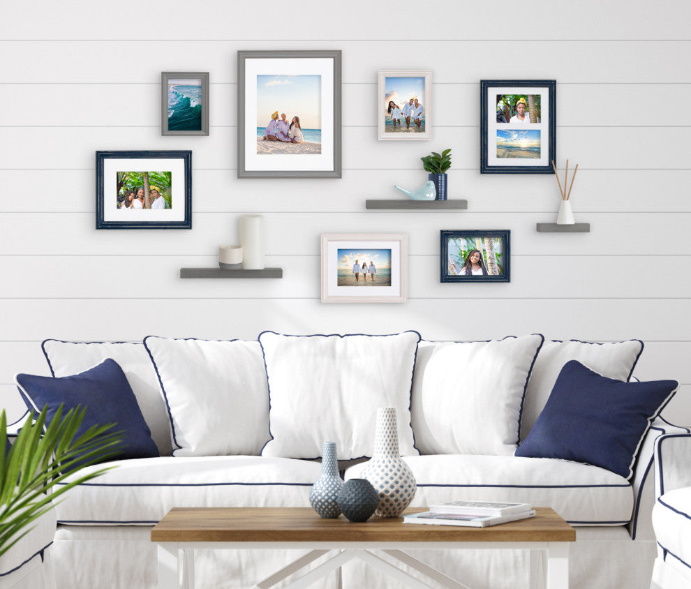 Bordeaux Gallery Wall Frame And Shelf Kit, Multi Blue