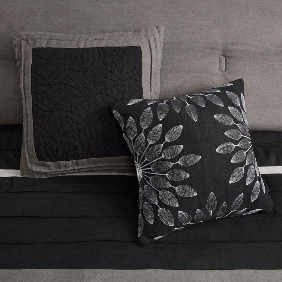 Madison Park Palmer Vera Microsuede 7-Piece Comforter Set, Black