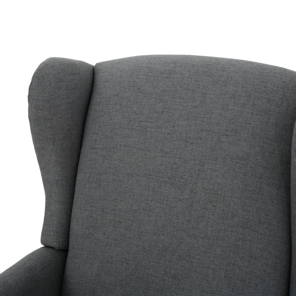 GDF Studio Weyland Contemporary Fabric Wingback Pushback Recliner, Charcoal