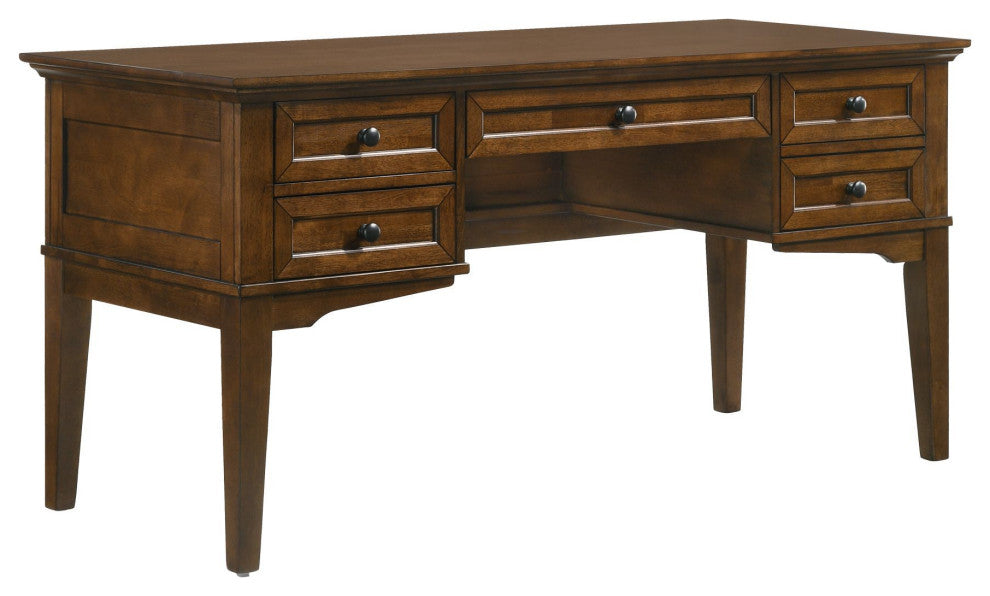 San Mateo 62" Wide Wooden Half Ped Executive Desk, Tuscan
