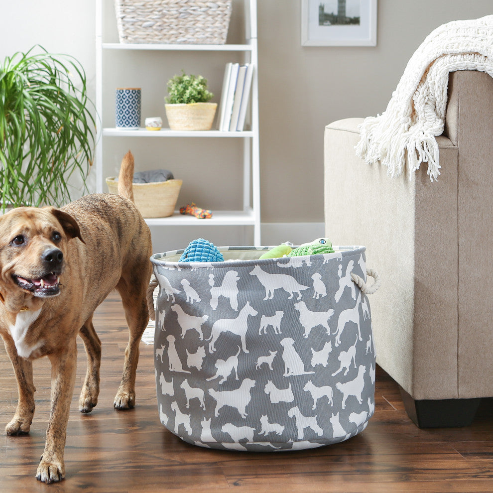 Polyester Pet Bin Dog Show Gray Round Large 15x18x18