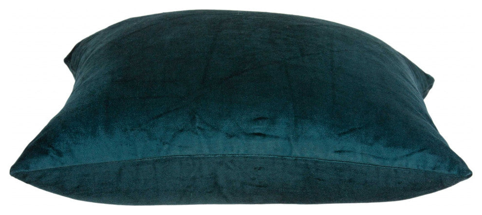 HomeRoots 18" x 0.5" x 18" Transitional Teal Solid Pillow Cover