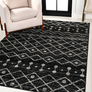 Aksil Moroccan Beni Souk Area Rug, Black/Cream, 3 Ft. X 5 Ft.