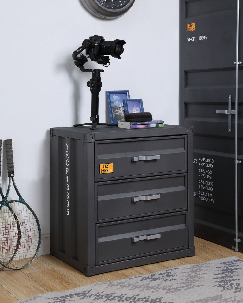 ACME Cargo 3-Drawer Chest, Gunmetal Finish