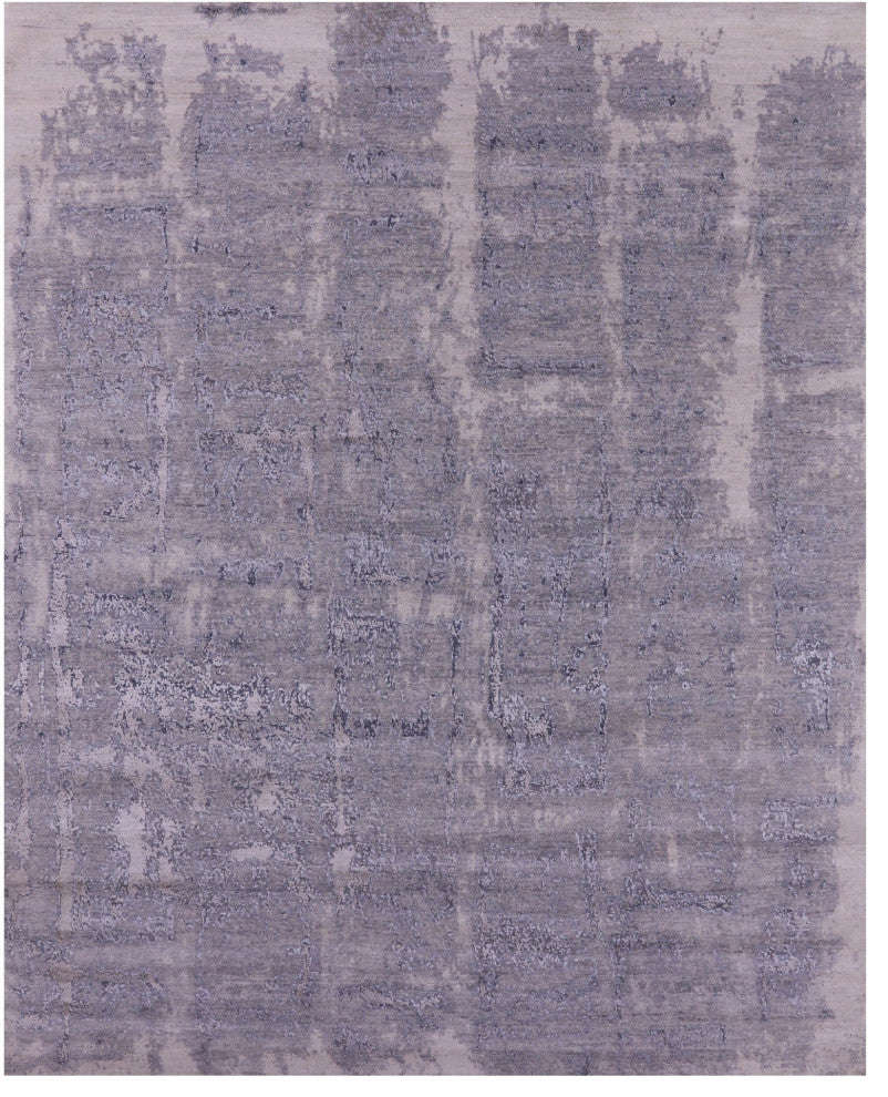 7' 10" X 10' 0" Hand-Knotted Abstract Wool & Silk Rug - Q13091