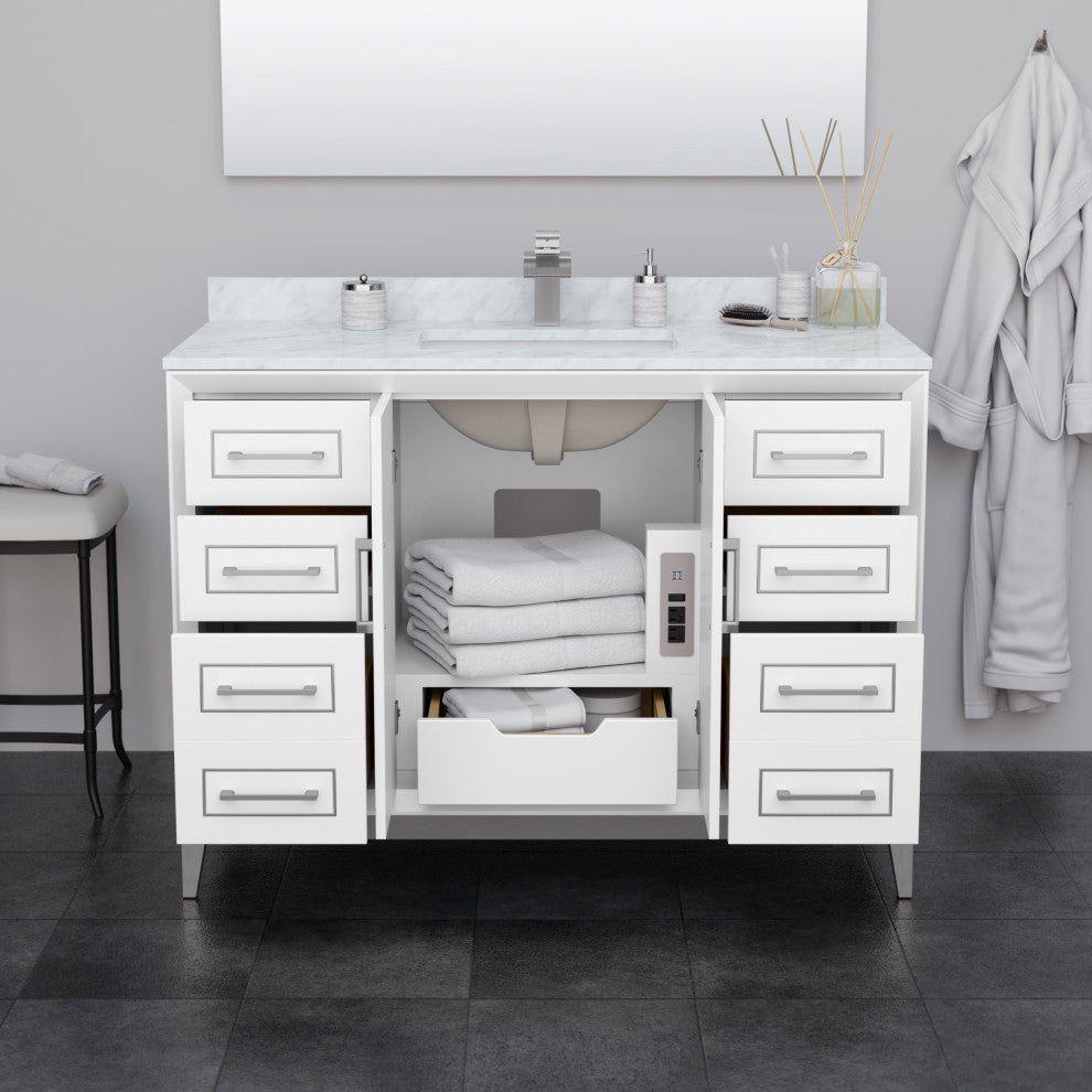 Marlena 48" Single Vanity, Cultured Top, Nickel Trim