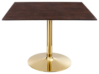 Verne 40" Square Dining Table Gold Cherry Walnut